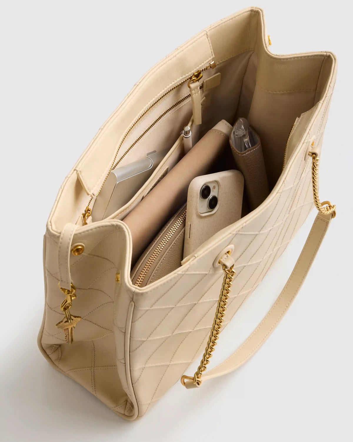 Italian Leather Diamond Stitch Tote
