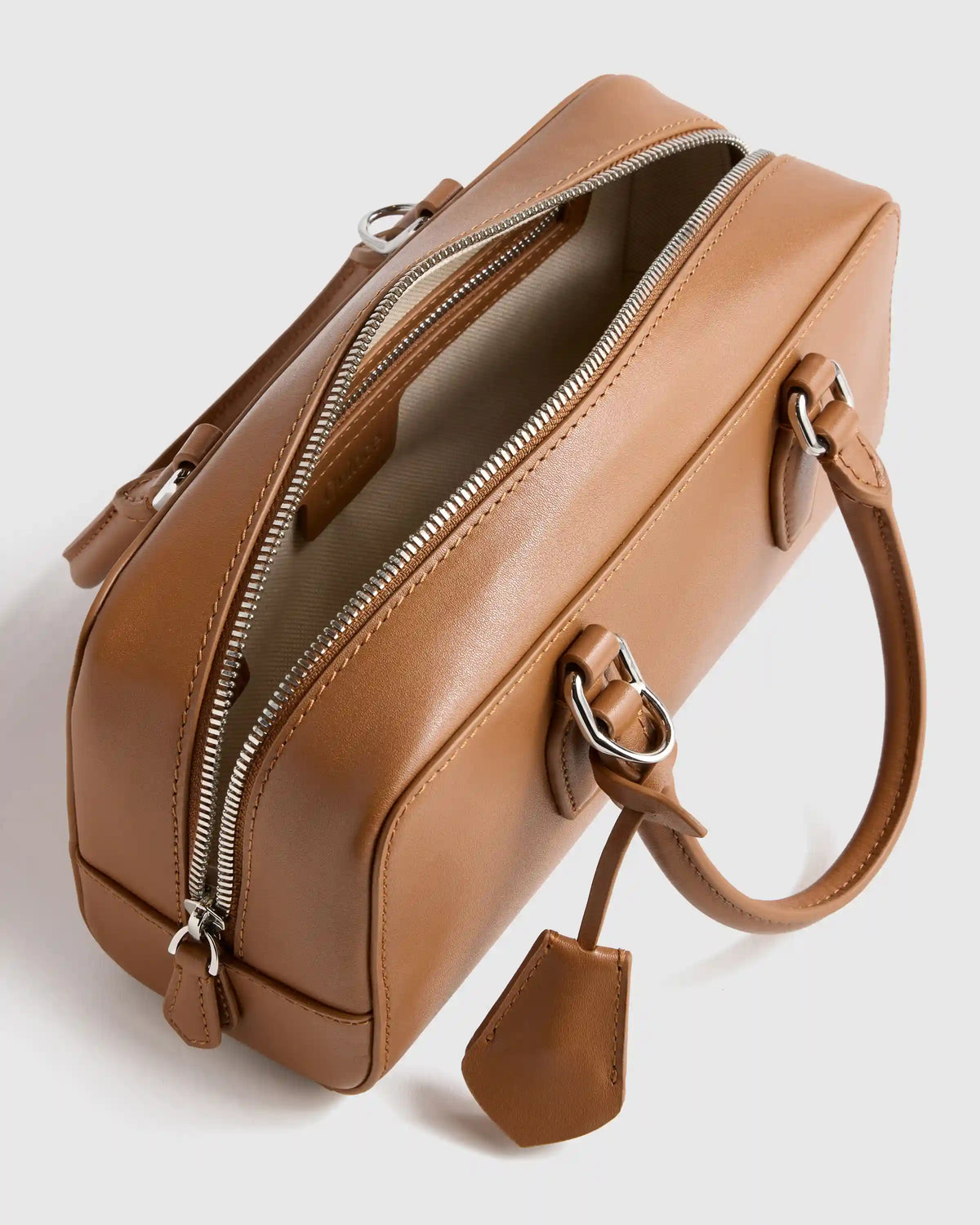 Italian Leather Mini Bowler Crossbody Satchel