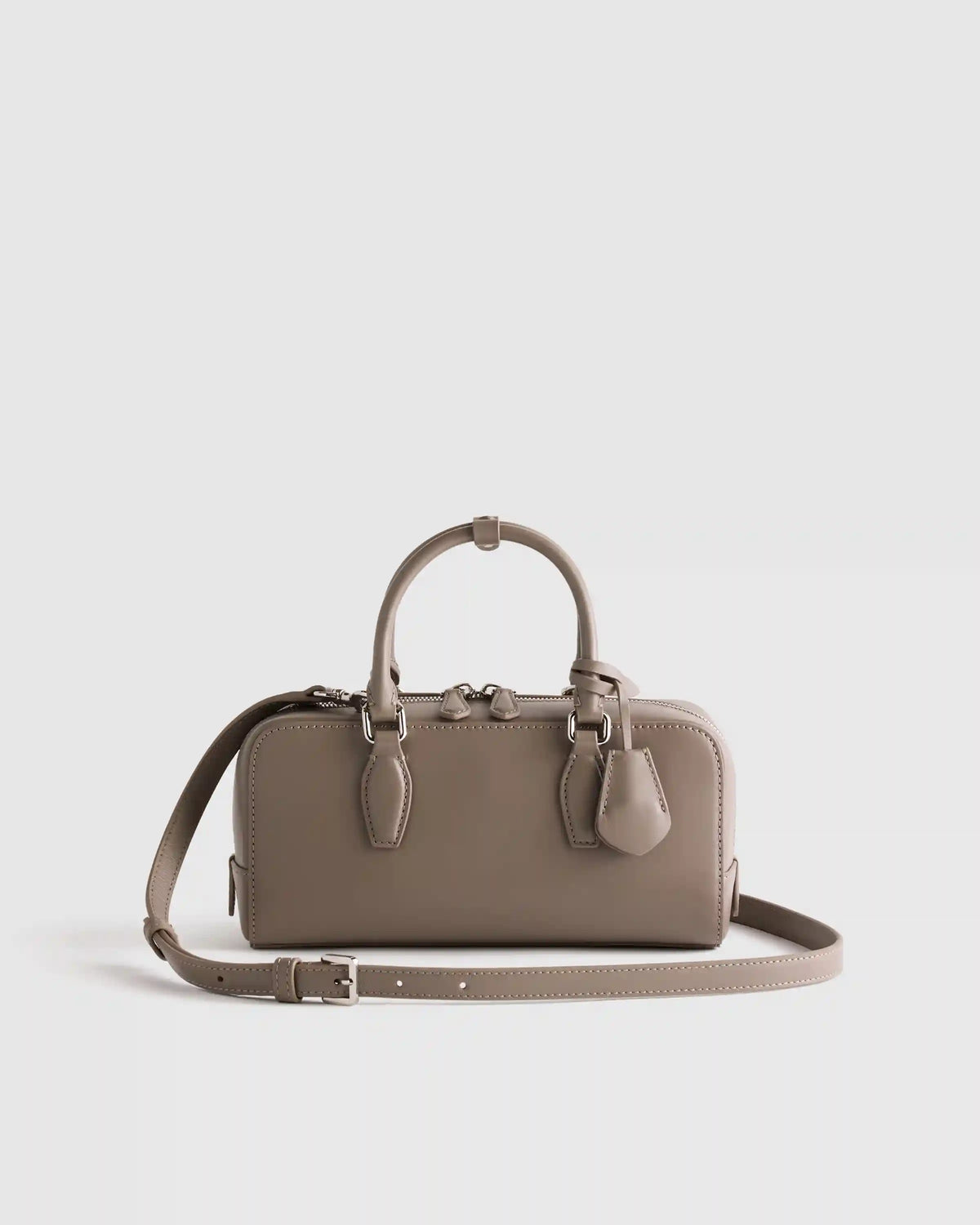 Italian Leather Mini Bowler Crossbody Satchel