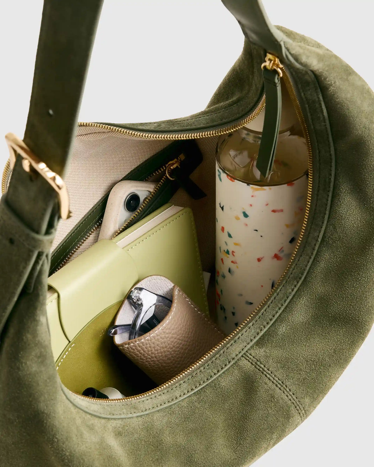 Italian Suede Crescent Shoulder Bag