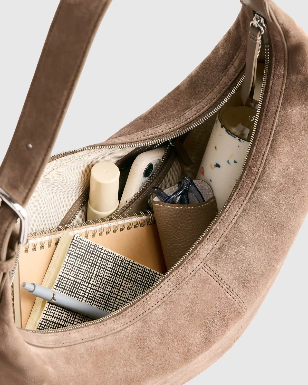 Italian Suede Crescent Shoulder Bag