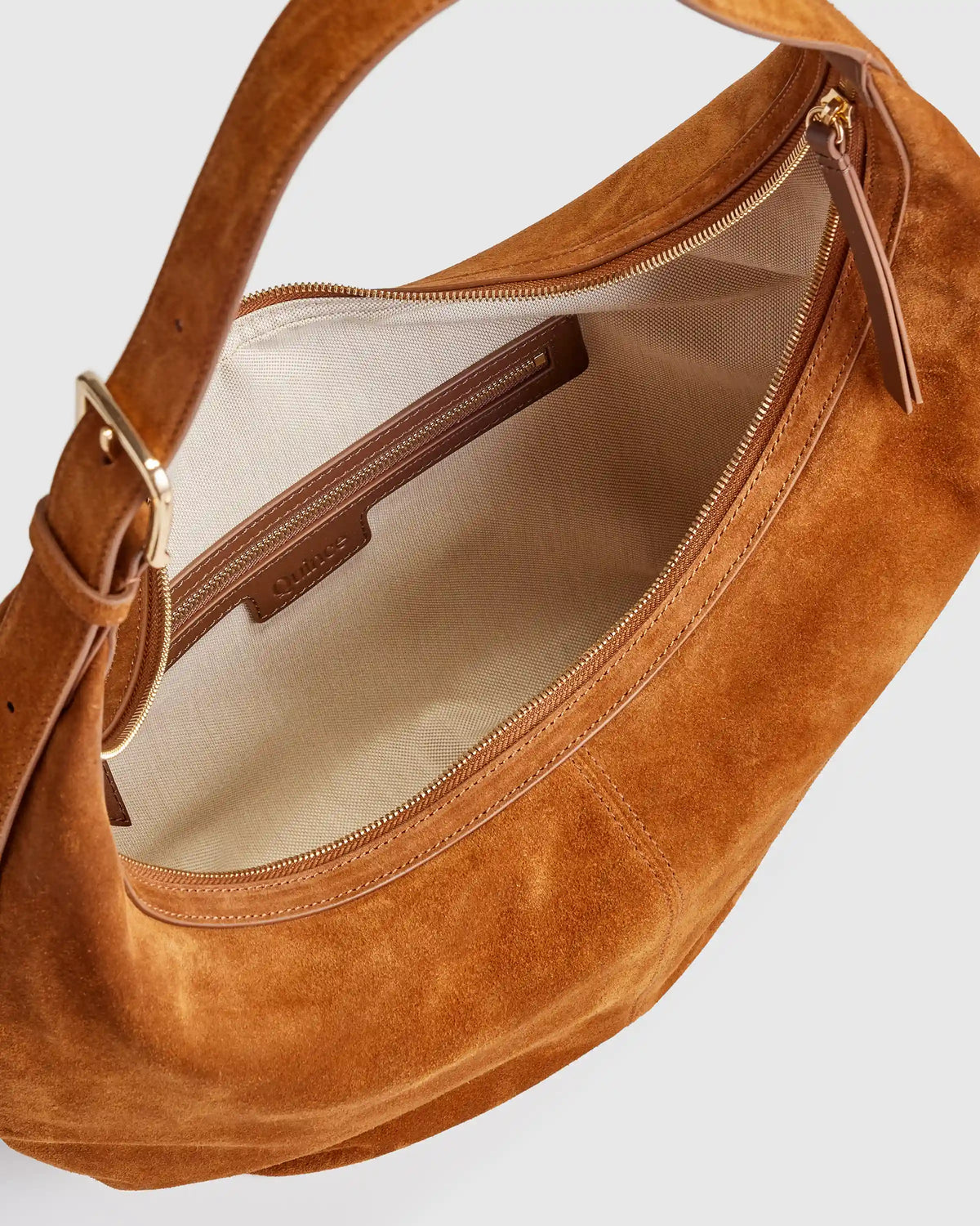 Italian Suede Crescent Shoulder Bag