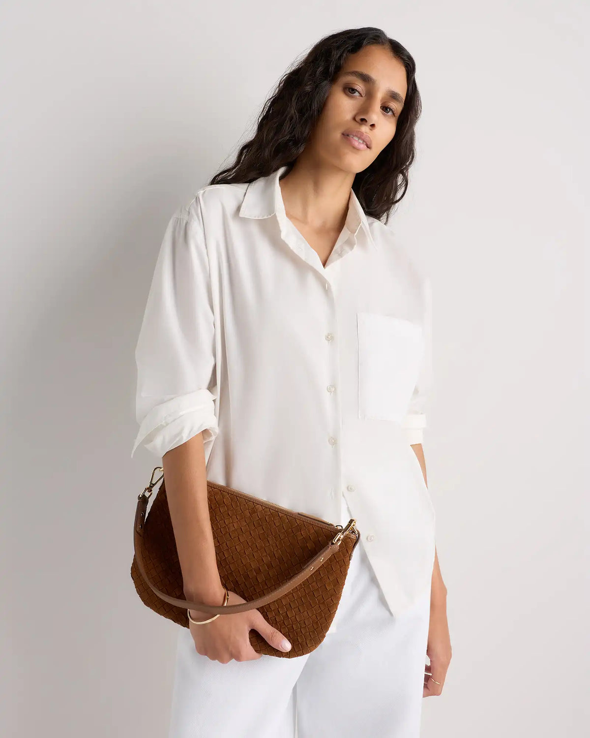 Sloane Suede Handwoven Mini Shoulder Bag