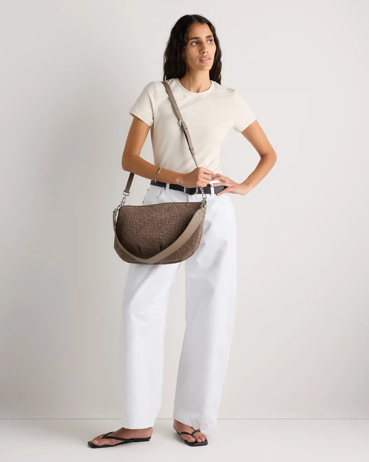 Sloane Suede Handwoven Shoulder Bag