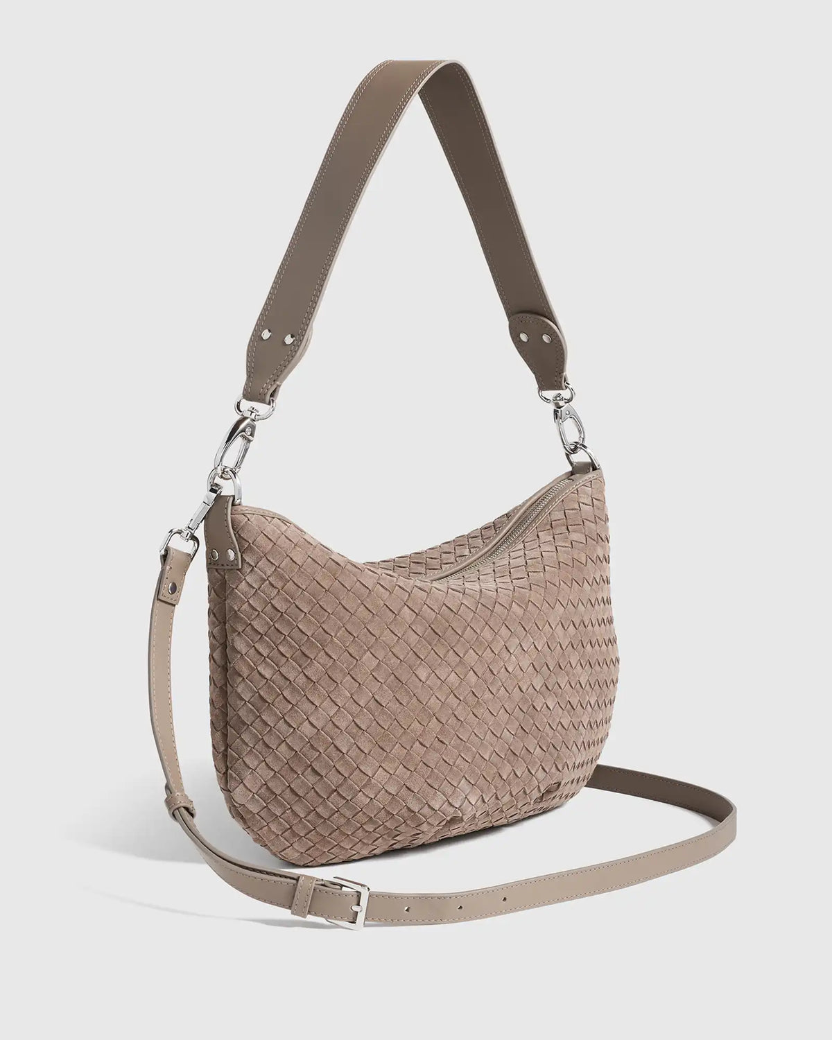 Sloane Suede Handwoven Shoulder Bag
