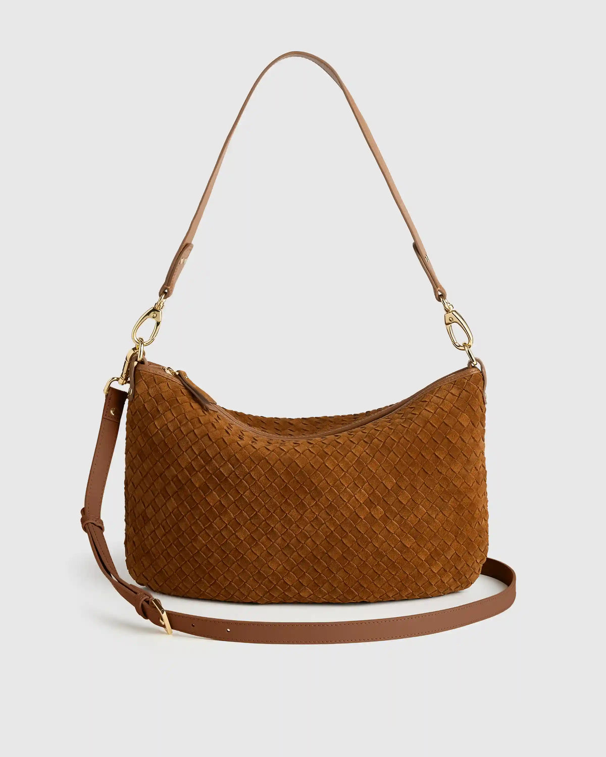 Sloane Suede Handwoven Shoulder Bag