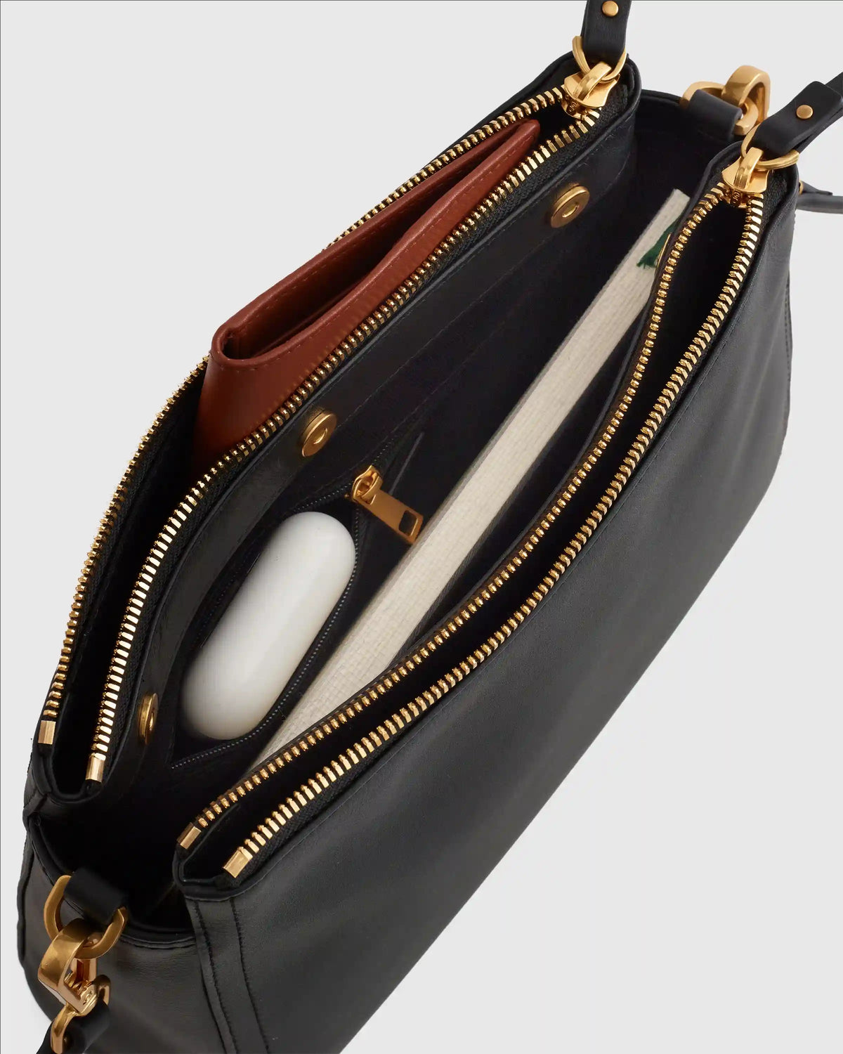 Italian Leather Triple Compartment Crossbody