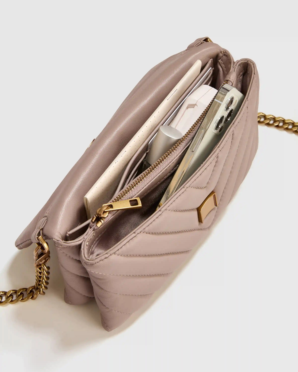 Italian Leather Quilted Wallet Crossbody