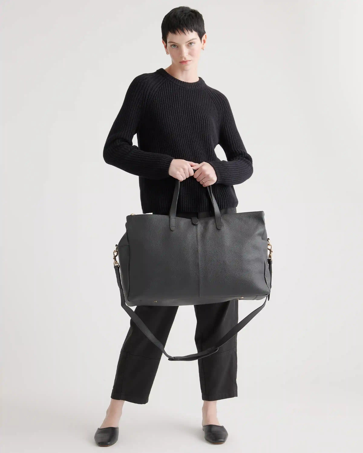 Italian Leather Triple Compartment Weekender
