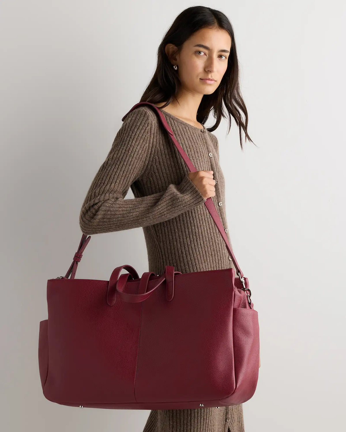 Italian Leather Triple Compartment Weekender