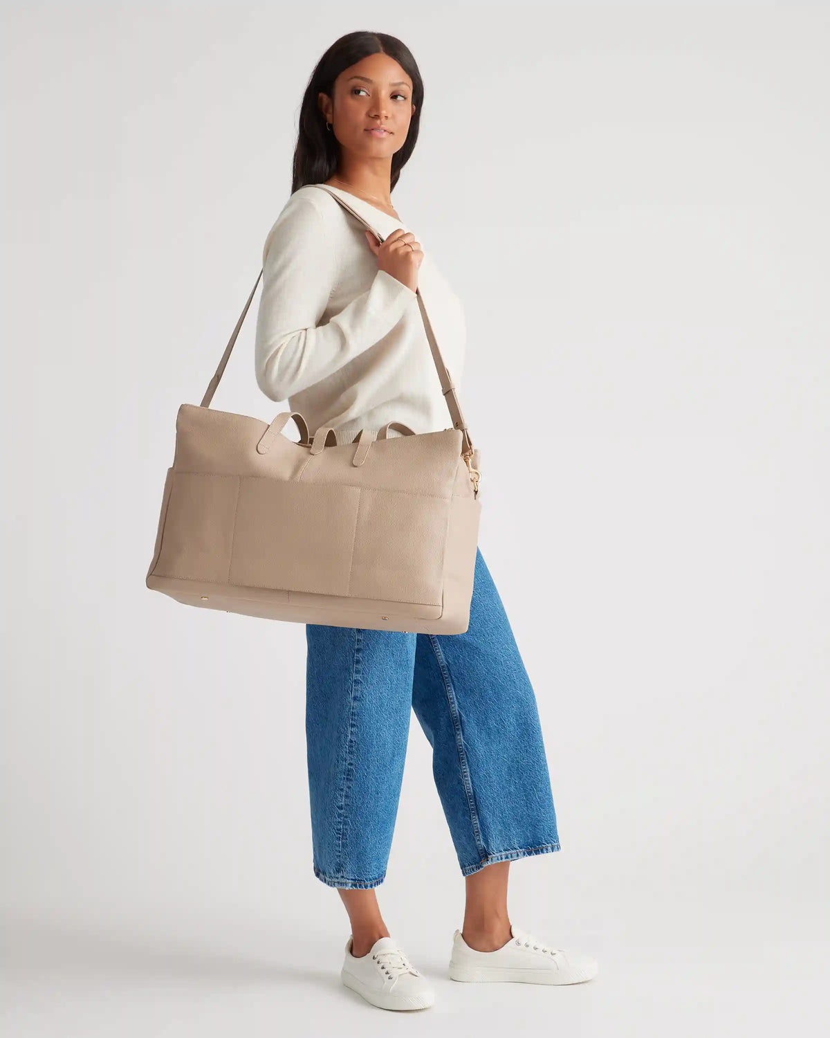 Italian Leather Triple Compartment Weekender