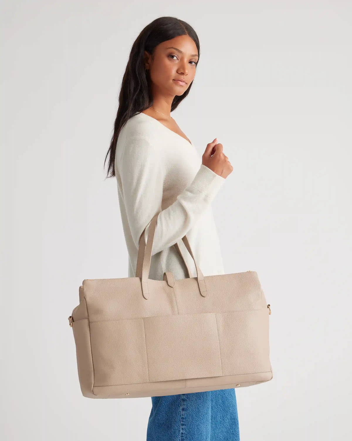 Italian Leather Triple Compartment Weekender