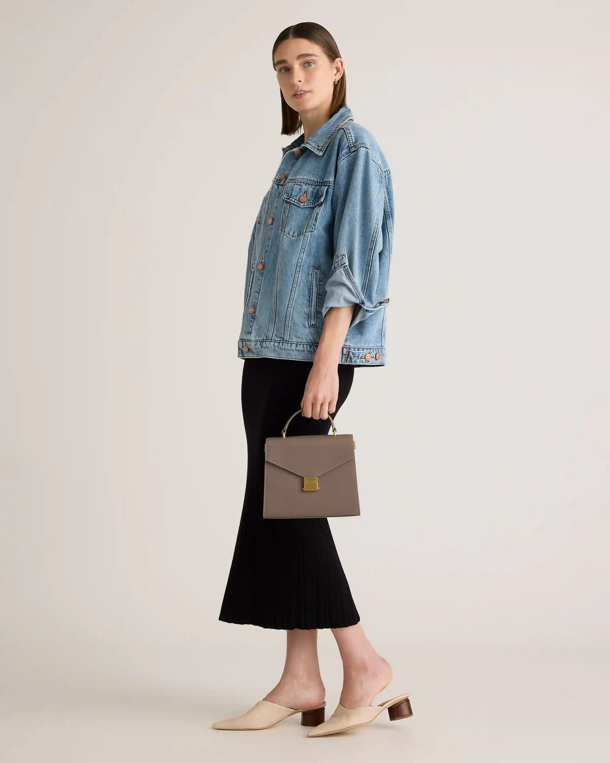 Italian Leather Top Handle Crossbody Satchel