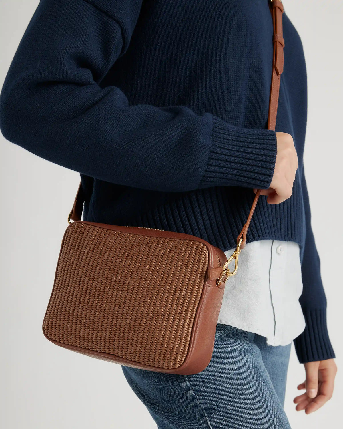 Gemma Raffia & Leather Crossbody