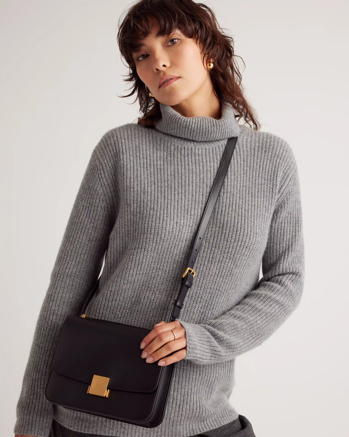 Italian Leather Box Shoulder Bag