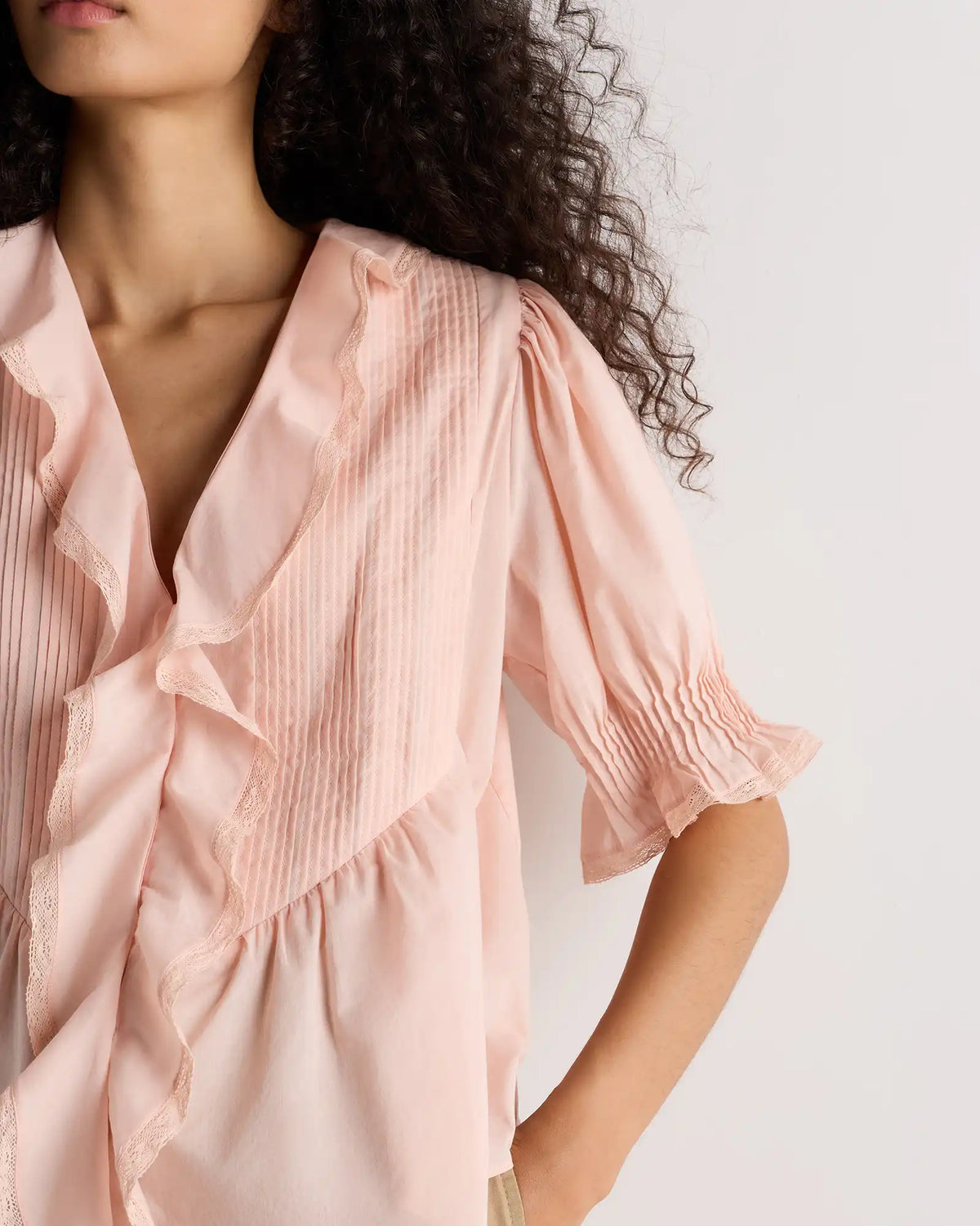 Organic Cotton Voile Short Sleeve Peasant Blouse