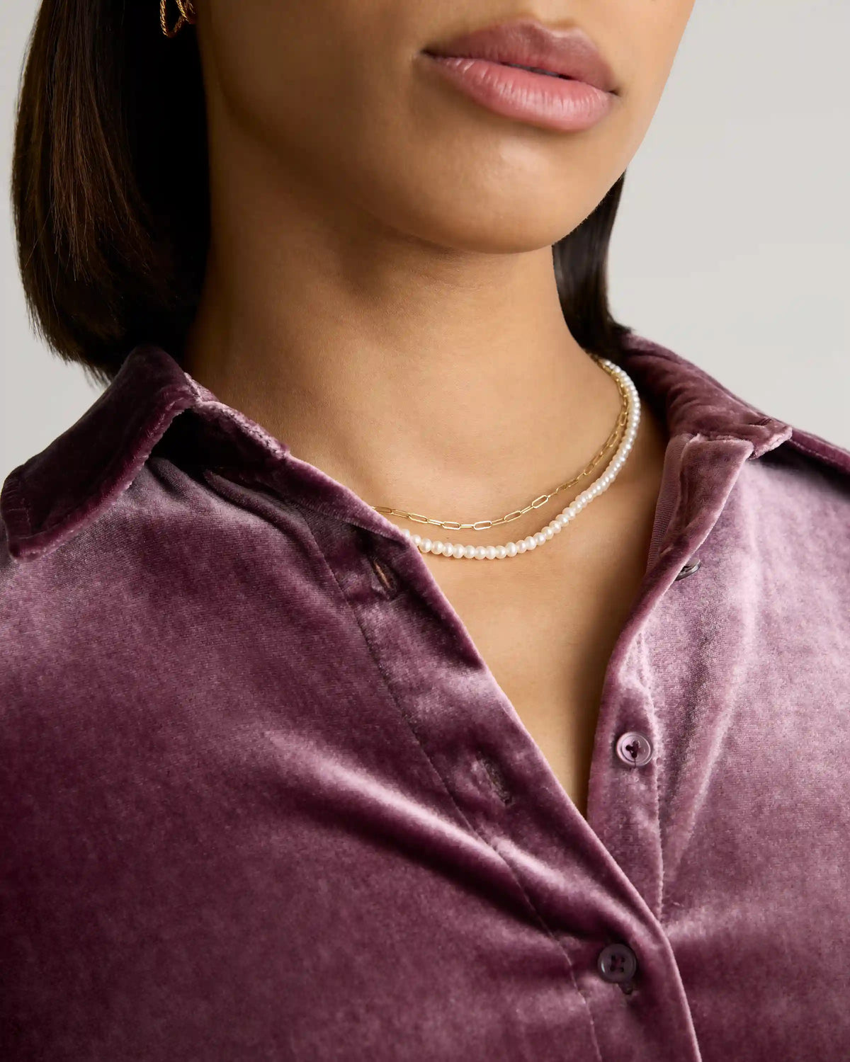Stretch Silk Velvet Long Sleeve Shirt