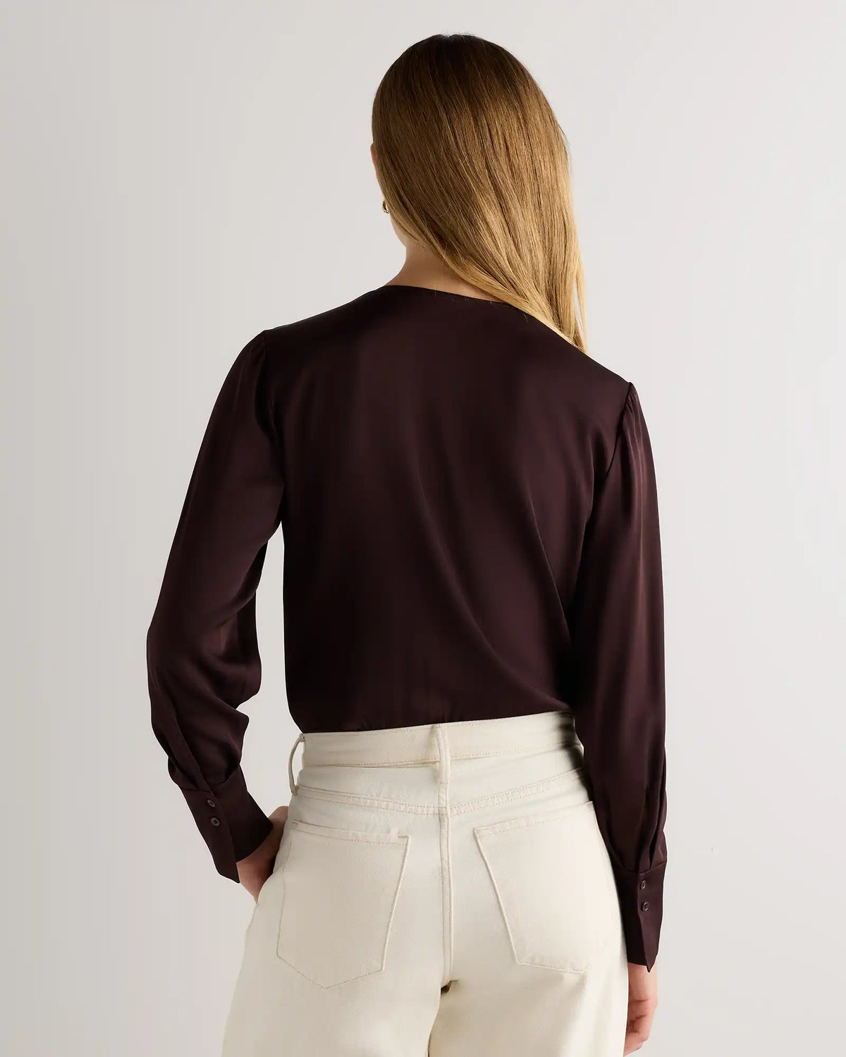 Washable Stretch Silk Surplice Bodysuit