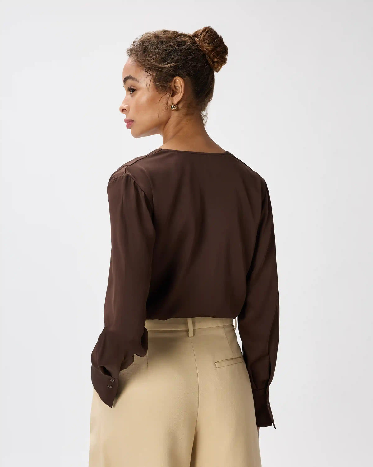 Washable Stretch Silk Surplice Bodysuit