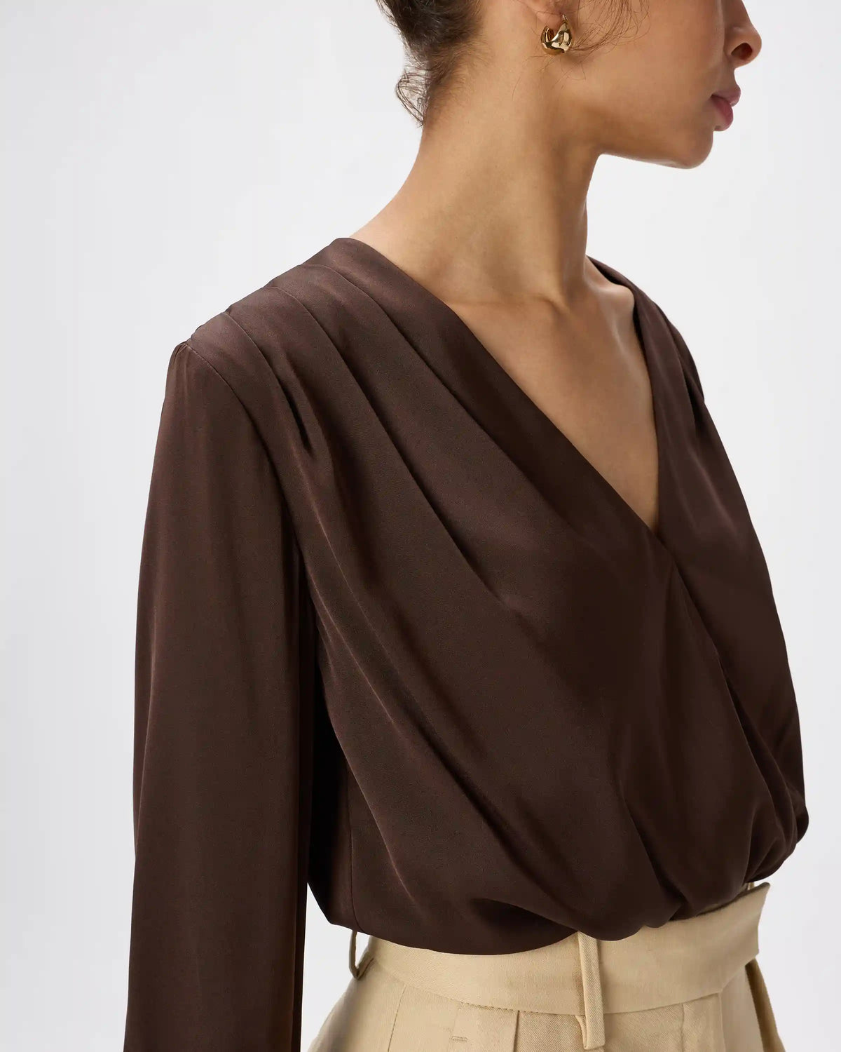 Washable Stretch Silk Surplice Bodysuit