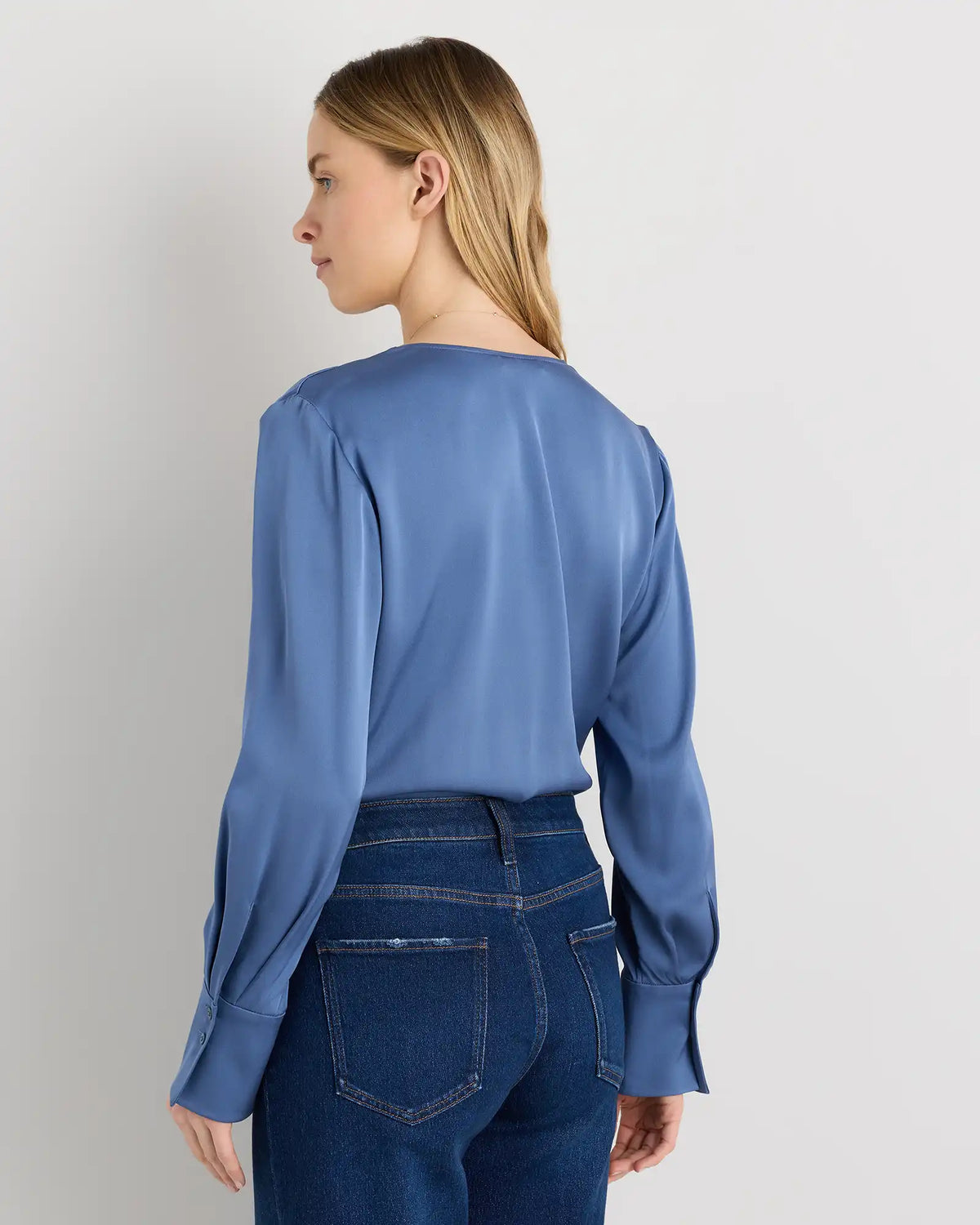 Washable Stretch Silk Surplice Bodysuit