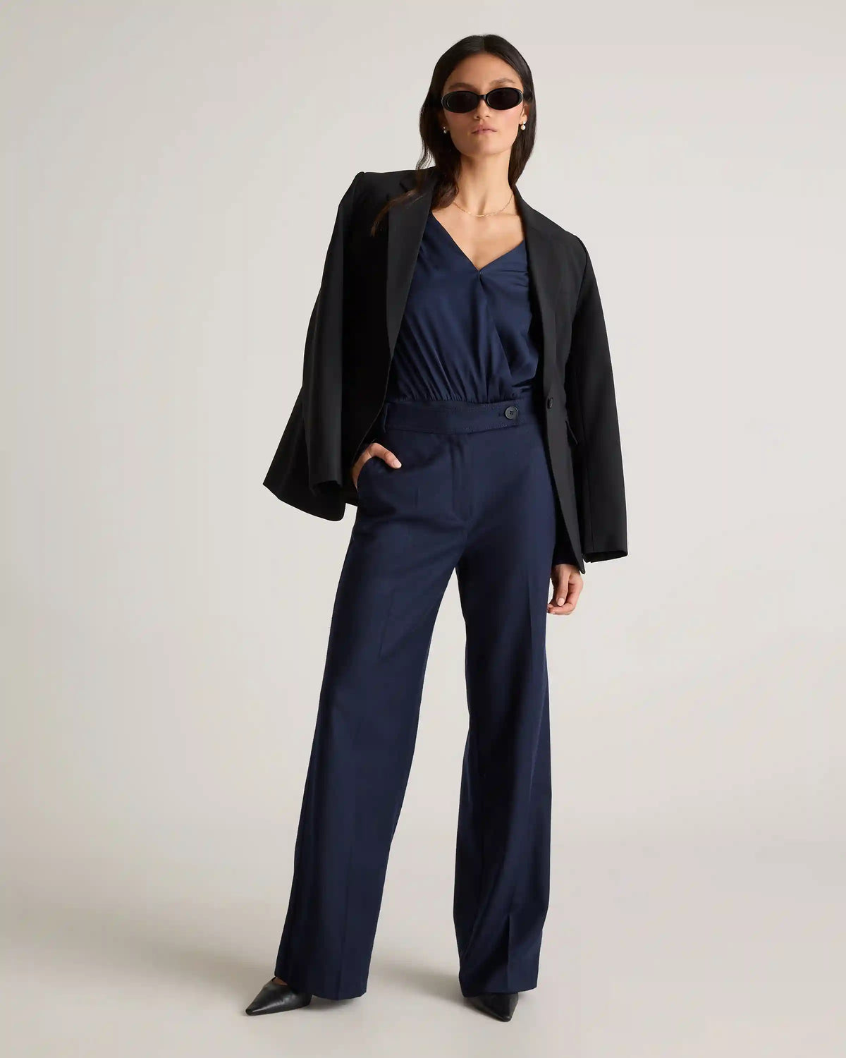 Washable Stretch Silk Surplice Bodysuit