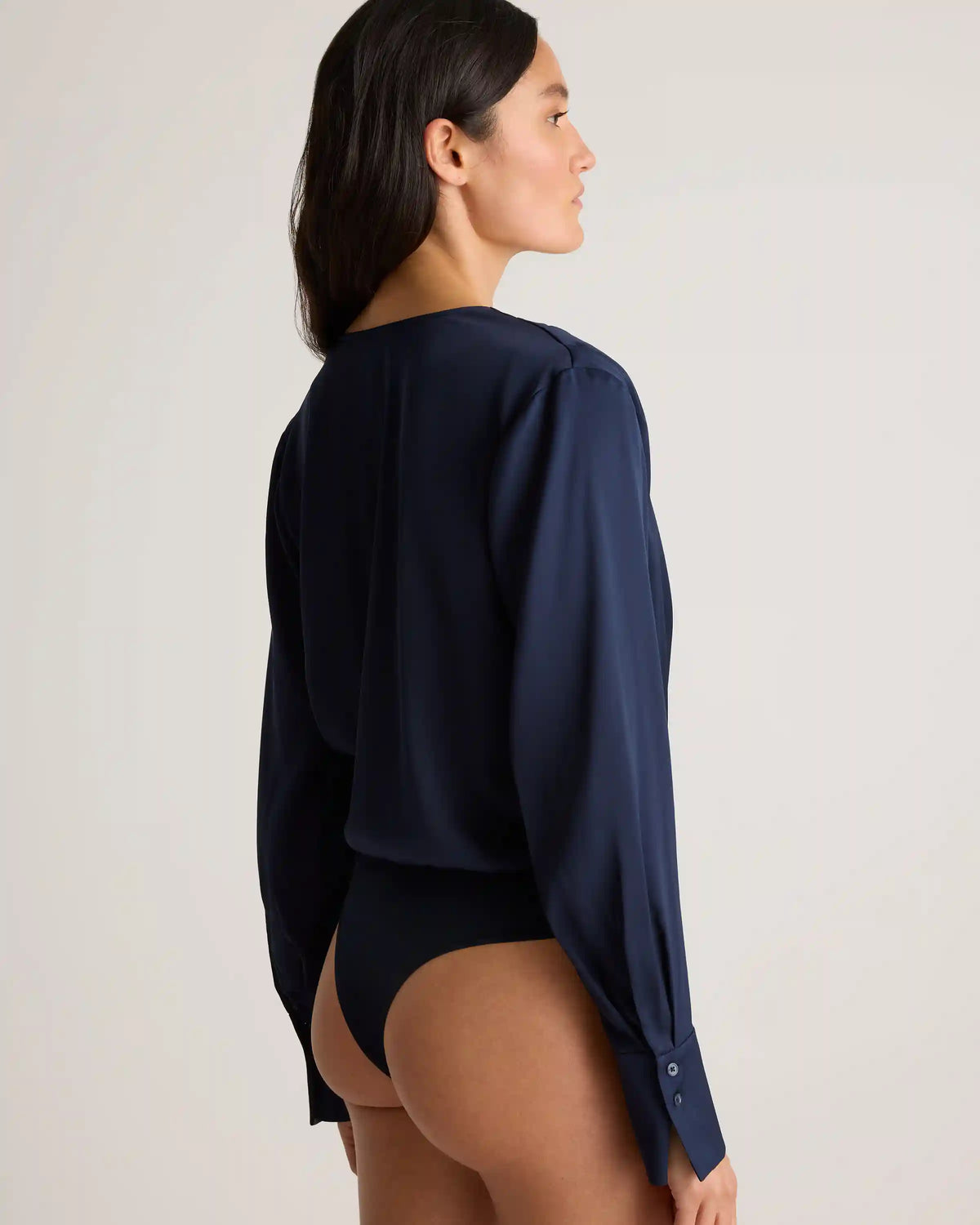 Washable Stretch Silk Surplice Bodysuit