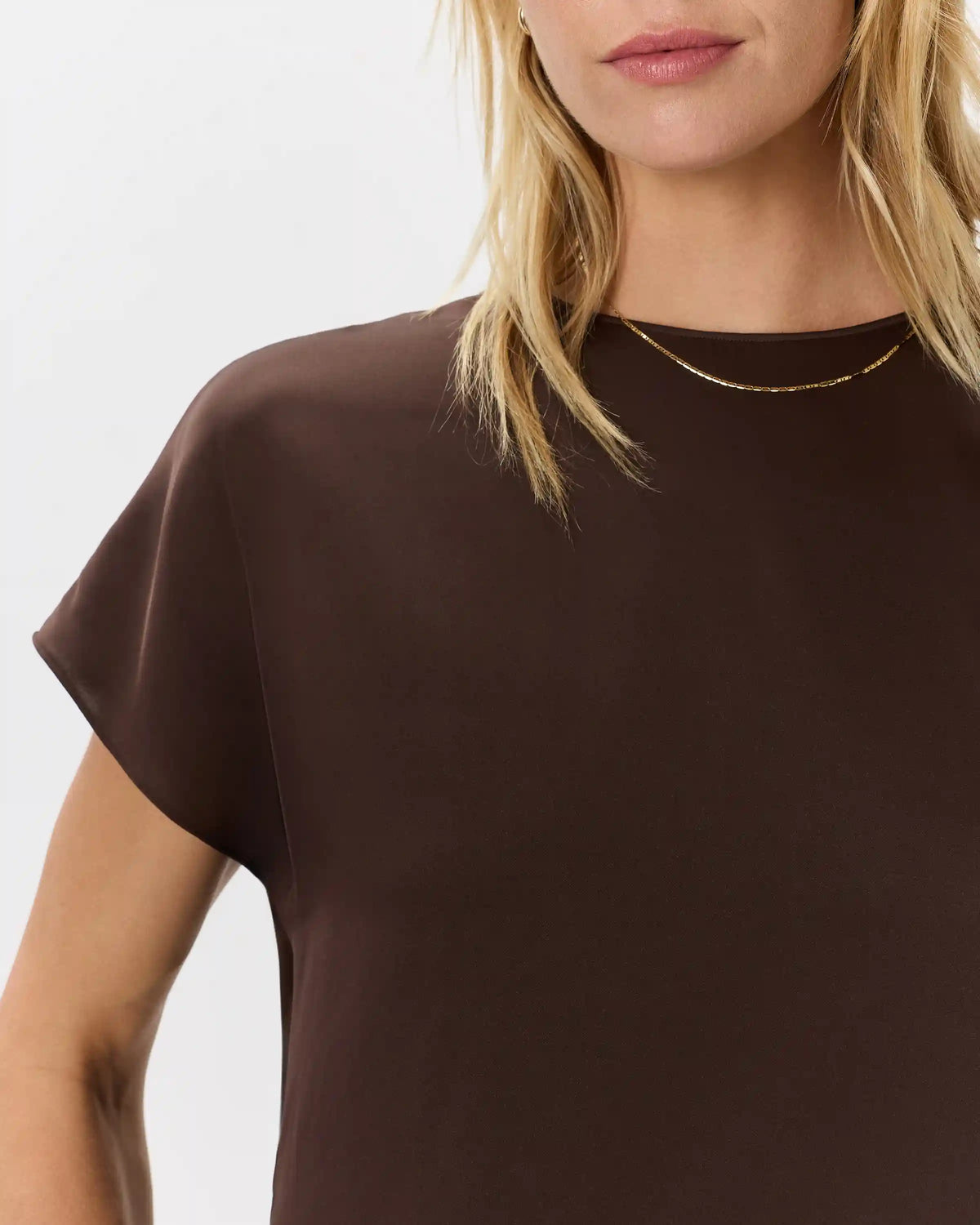 Washable Stretch Silk Split Hem Tee