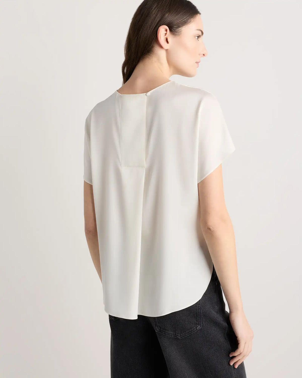 Washable Stretch Silk Split Hem Tee