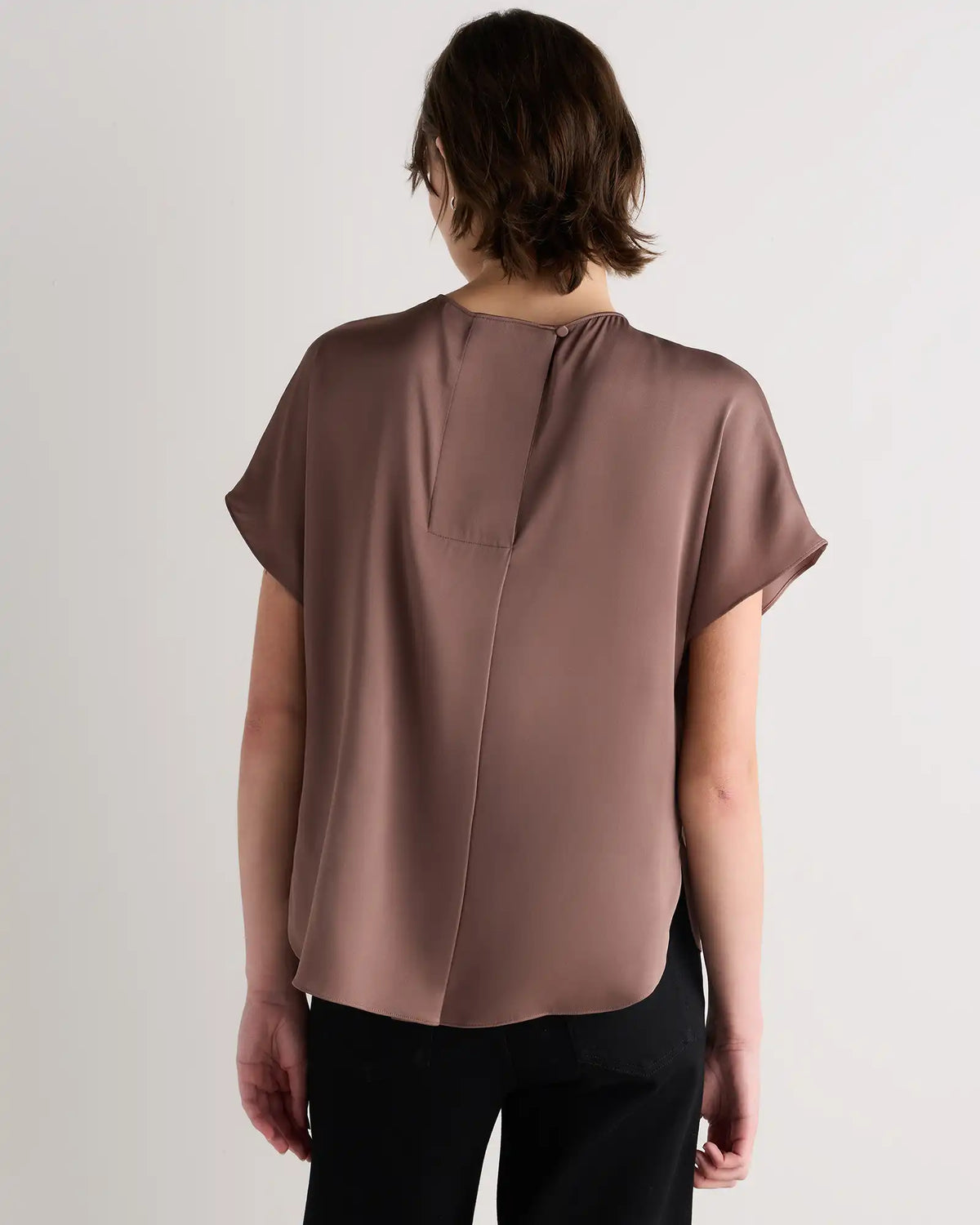 Washable Stretch Silk Split Hem Tee
