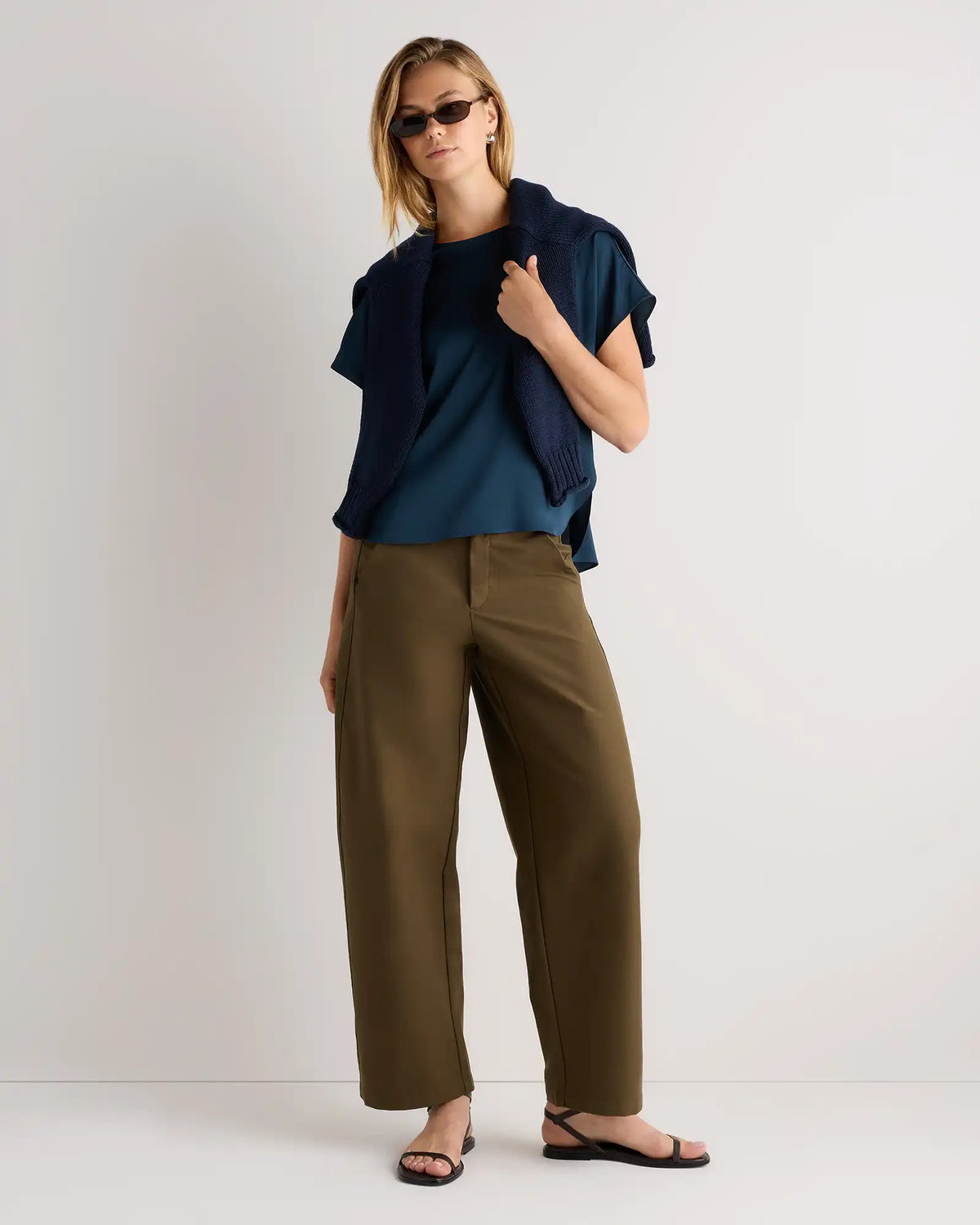 Washable Stretch Silk Split Hem Tee