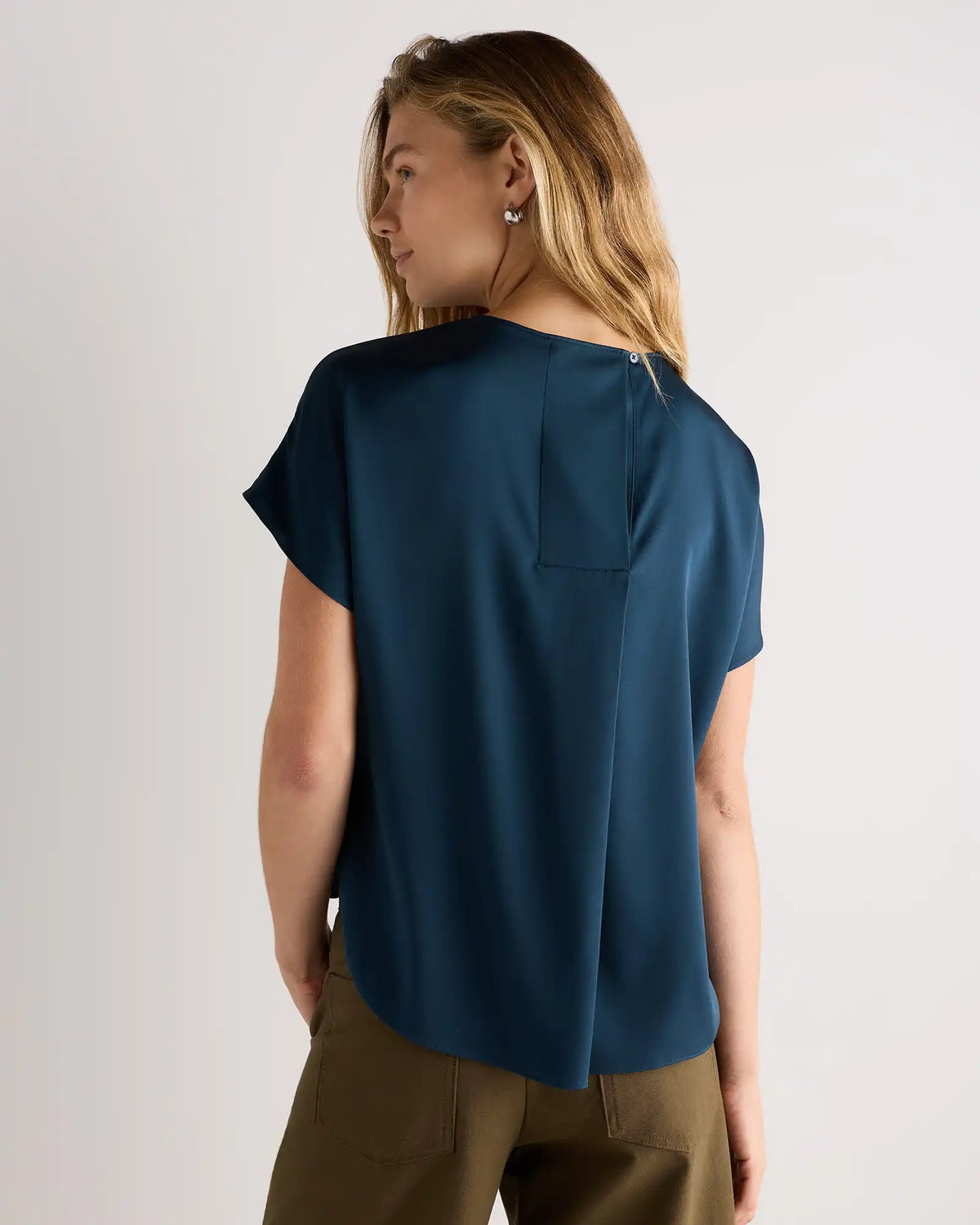 Washable Stretch Silk Split Hem Tee