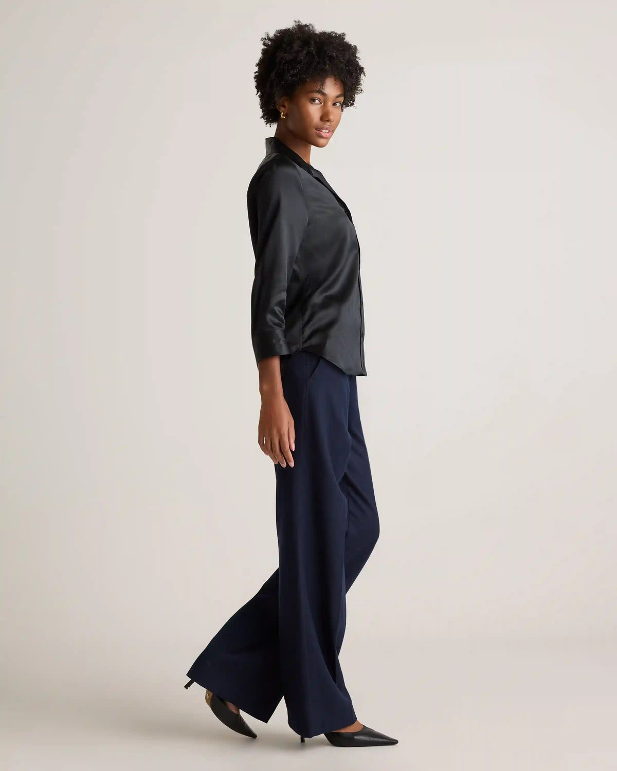 100% Washable Silk Three-Quarter Sleeve Shirt