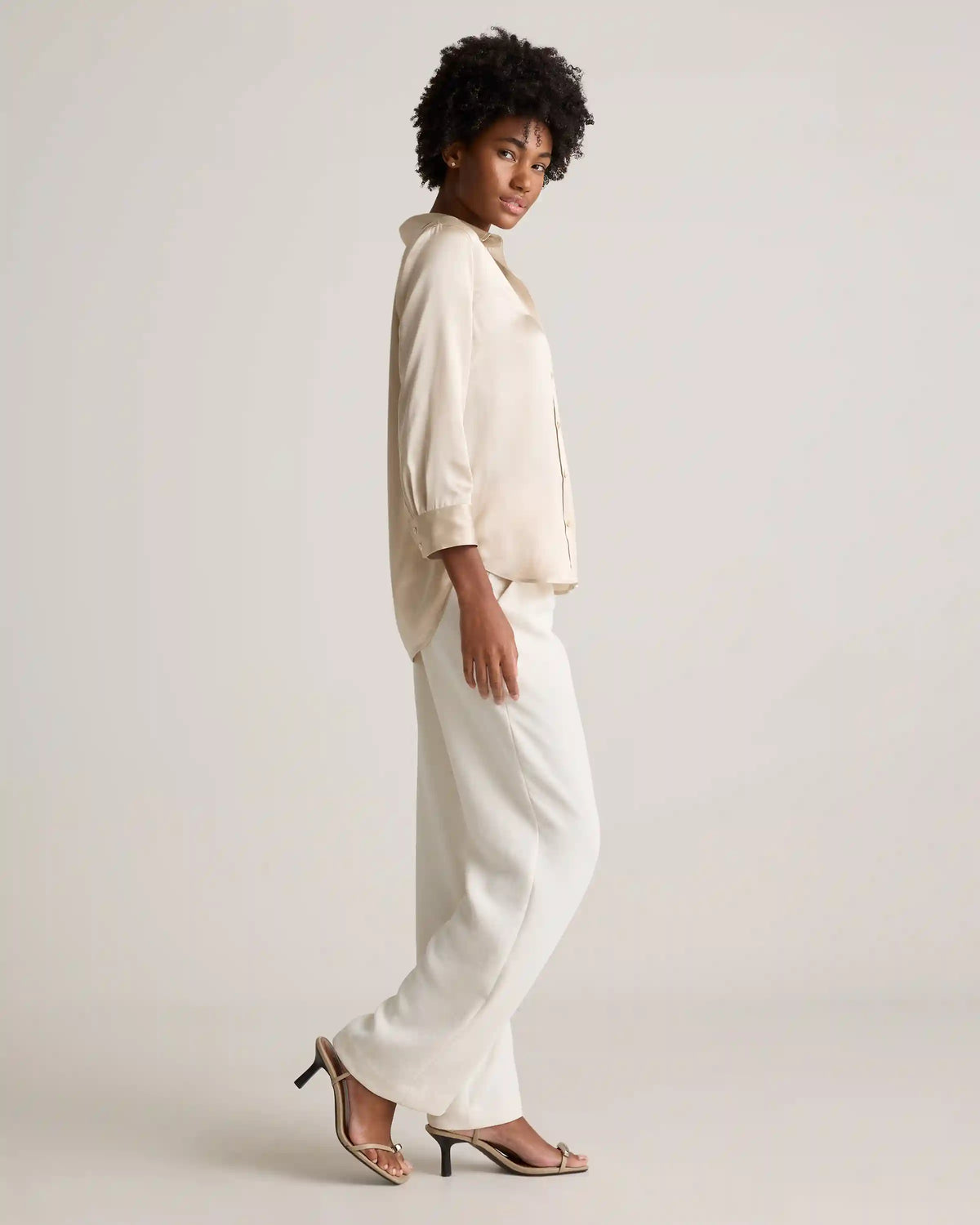 100% Washable Silk Three-Quarter Sleeve Shirt