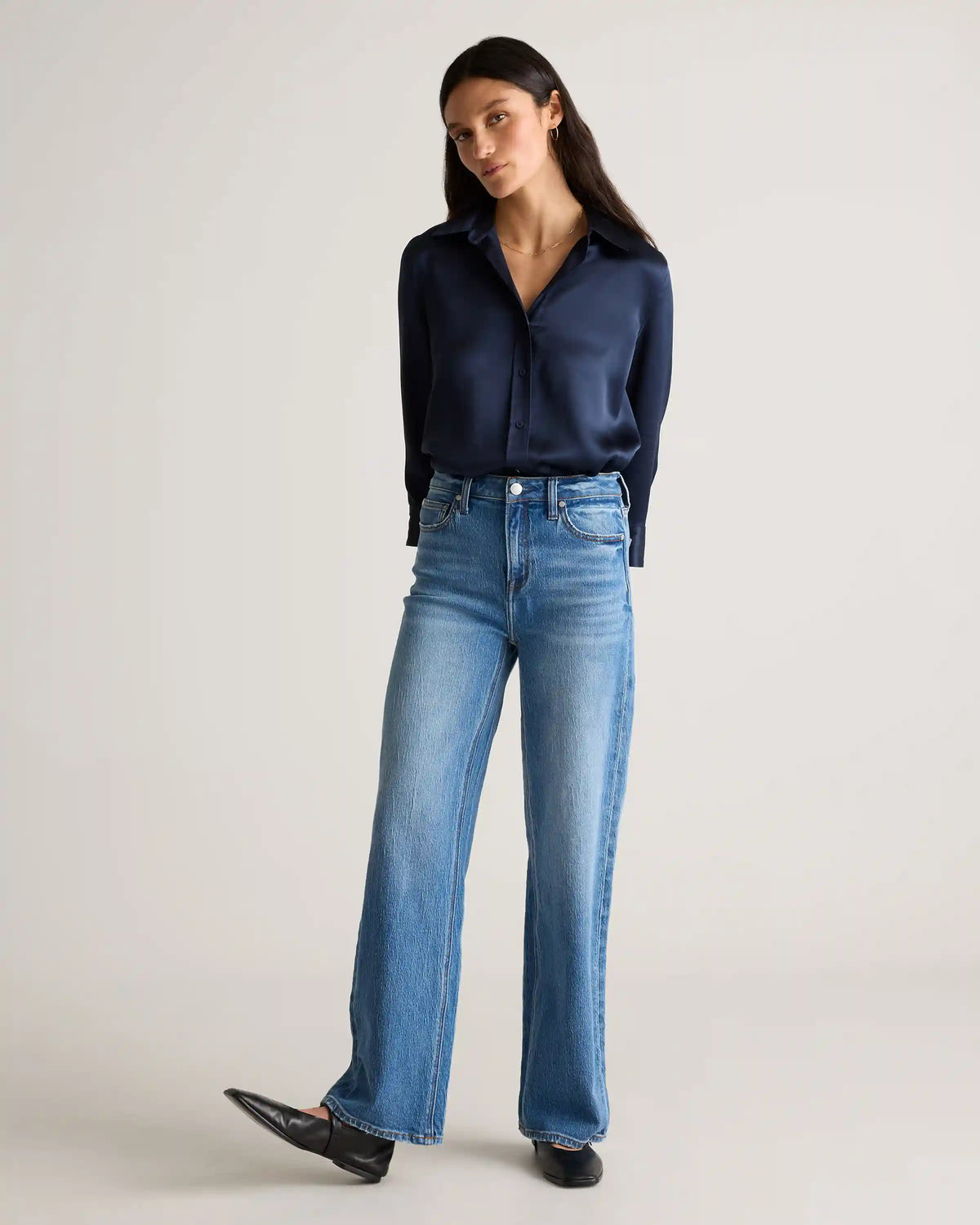 100% Washable Silk Three-Quarter Sleeve Shirt