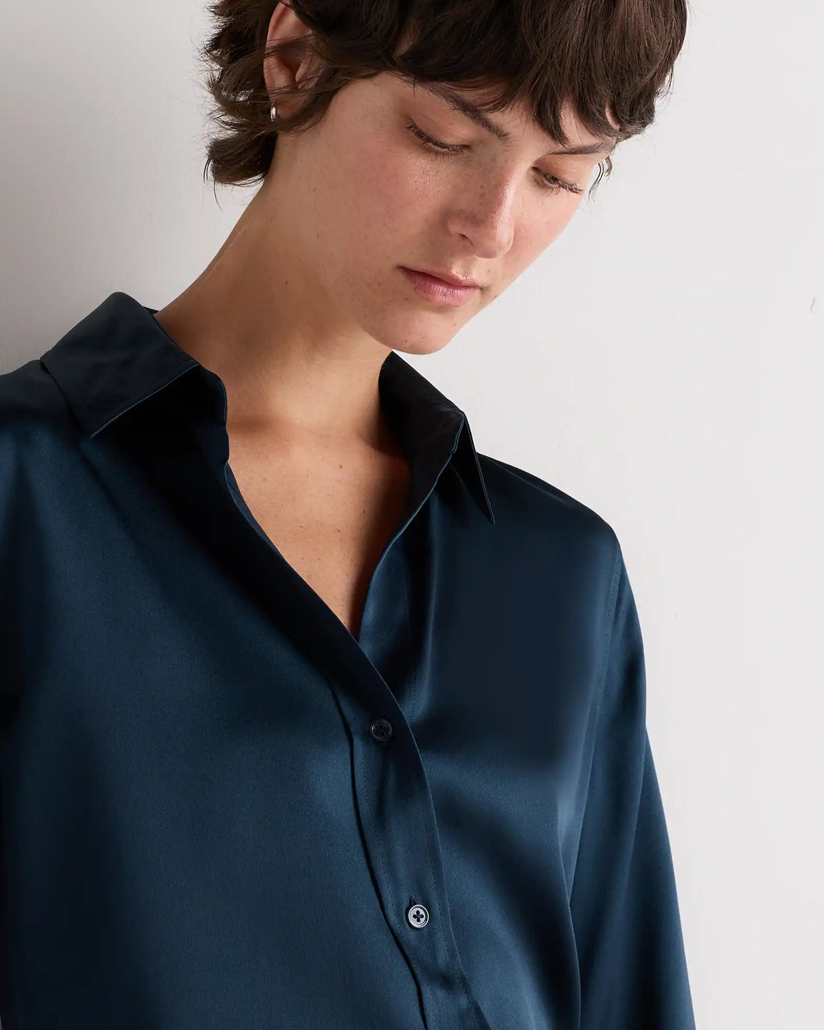 100% Washable Silk Three-Quarter Sleeve Shirt