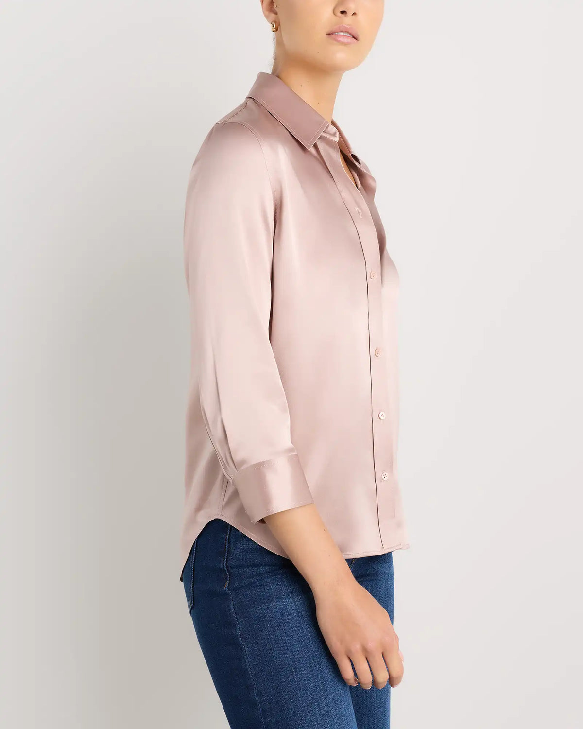 100% Washable Silk Three-Quarter Sleeve Shirt
