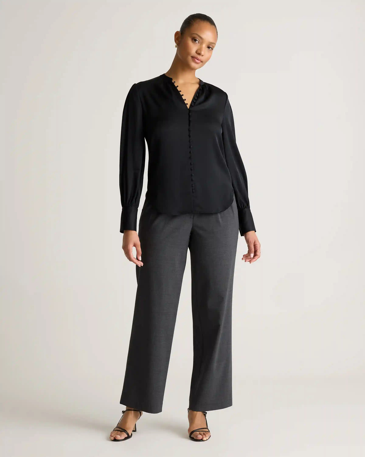 Washable Stretch Silk Peasant Blouse