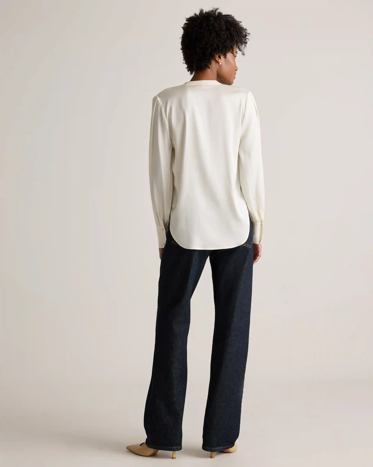 Washable Stretch Silk Peasant Blouse