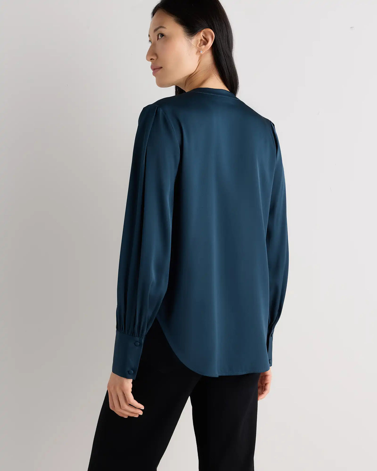 Washable Stretch Silk Peasant Blouse