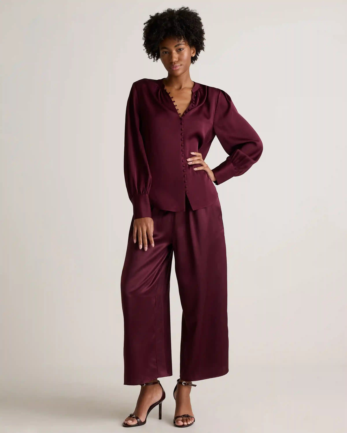 Washable Stretch Silk Peasant Blouse