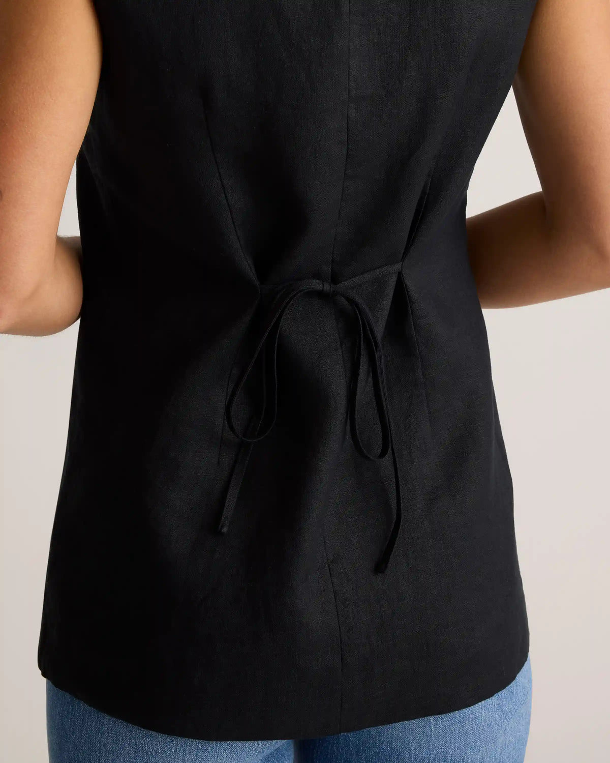 100% European Linen Longline Vest