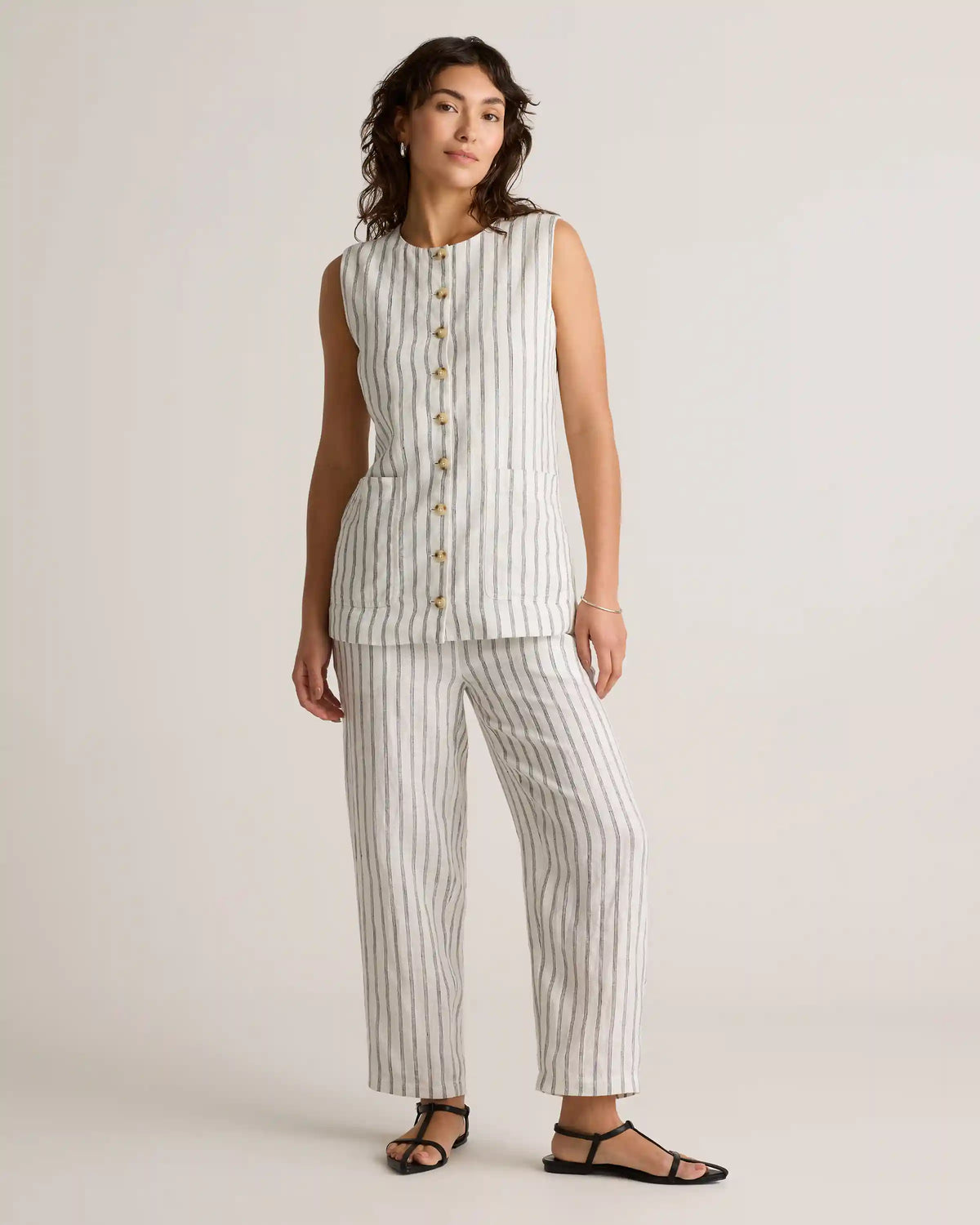 100% European Linen Longline Vest
