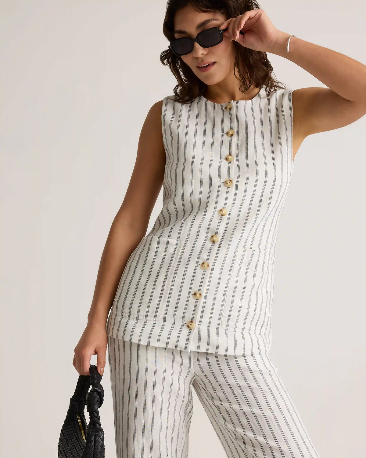 100% European Linen Longline Vest