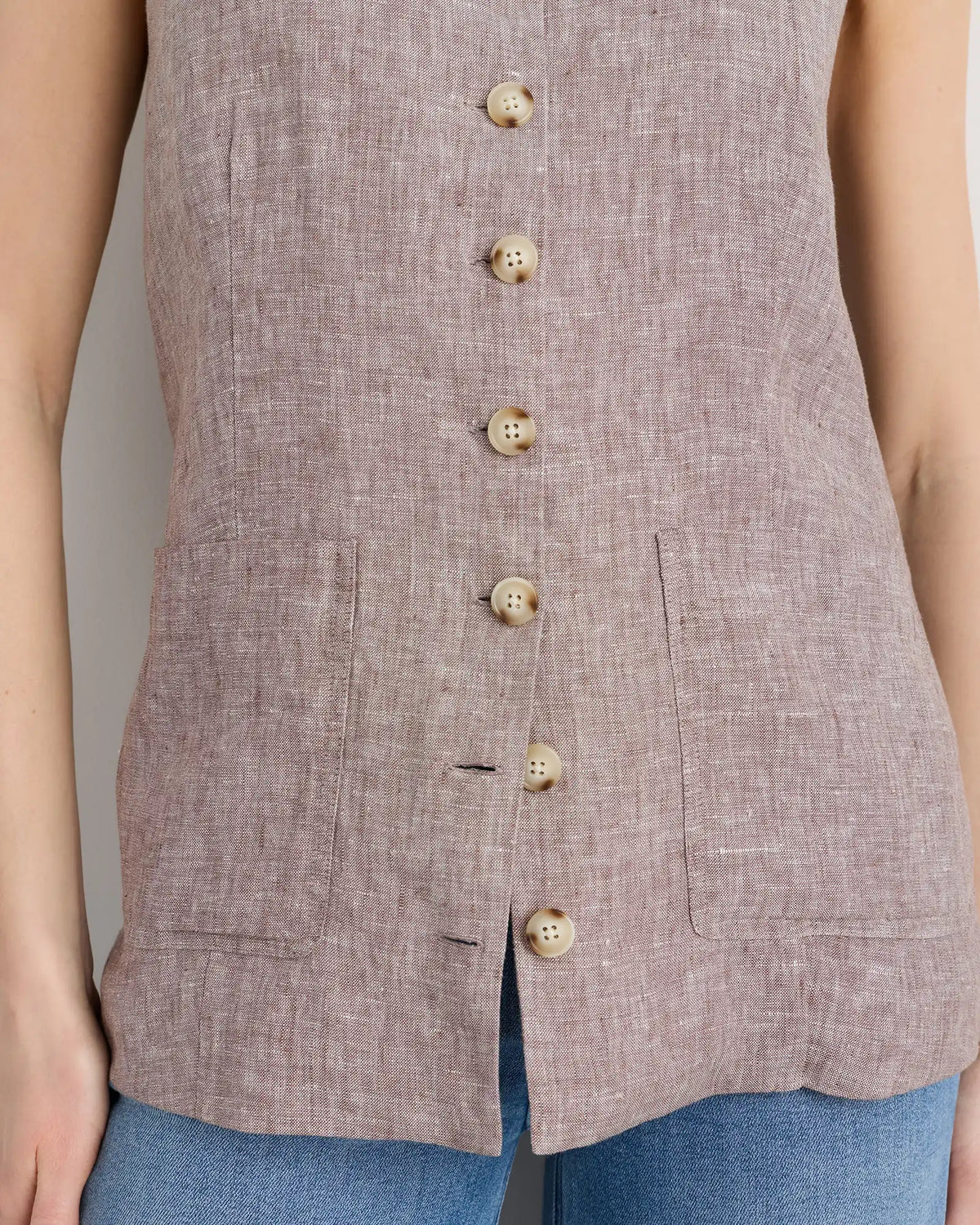 100% European Linen Longline Vest