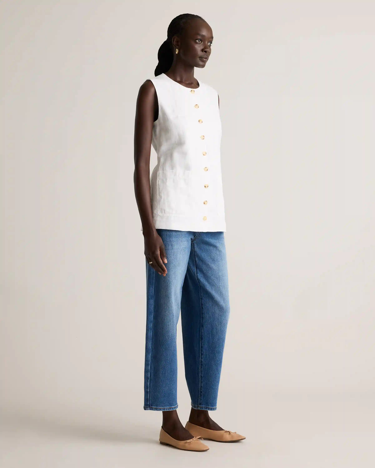 100% European Linen Longline Vest