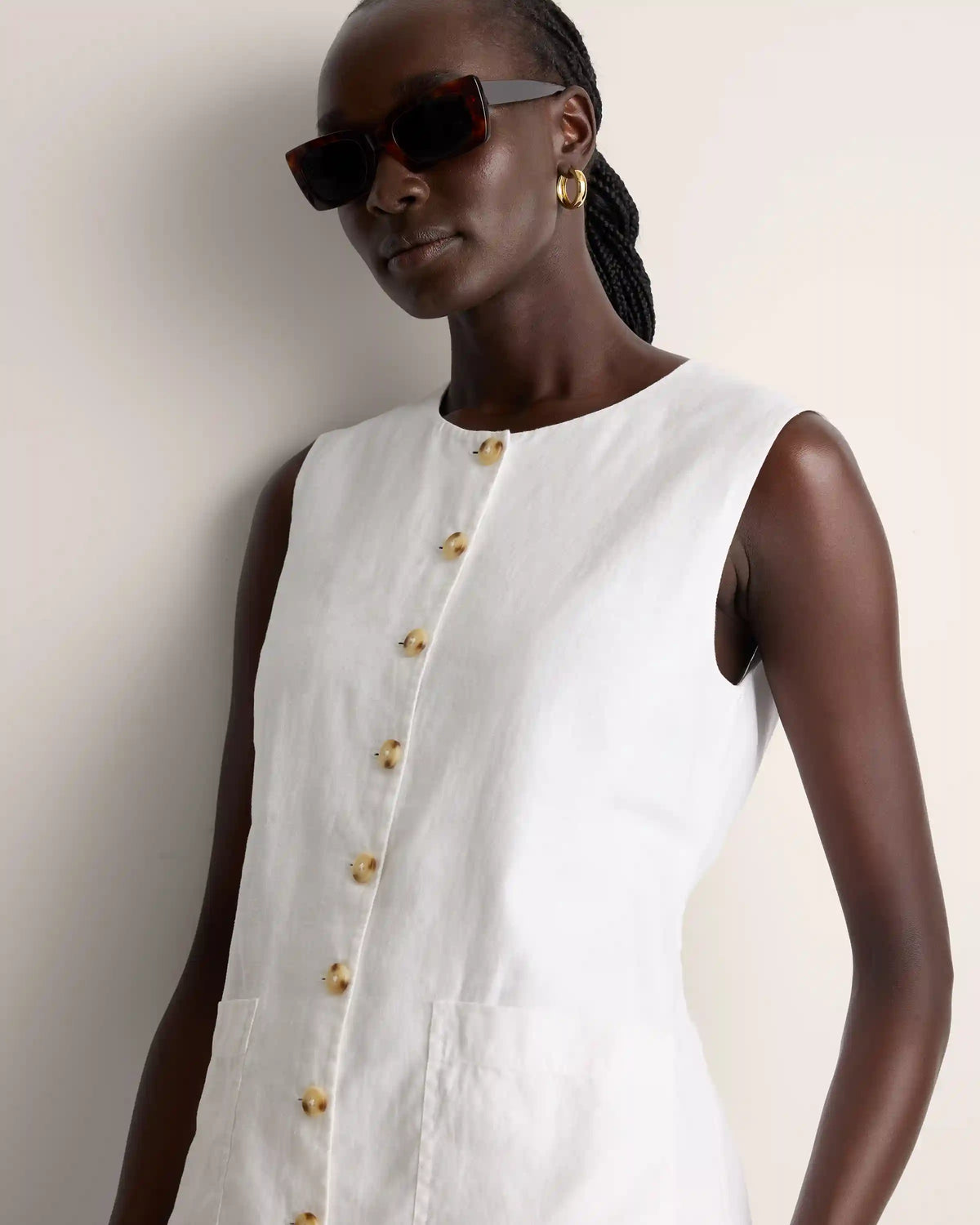 100% European Linen Longline Vest