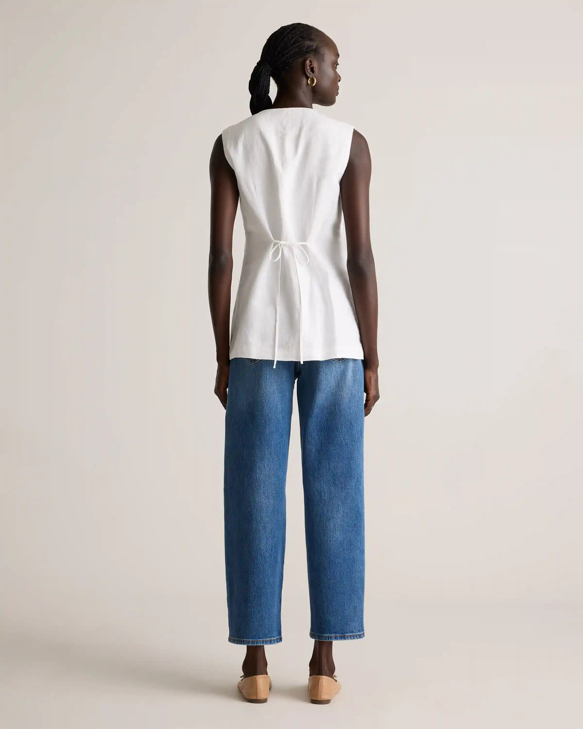 100% European Linen Longline Vest