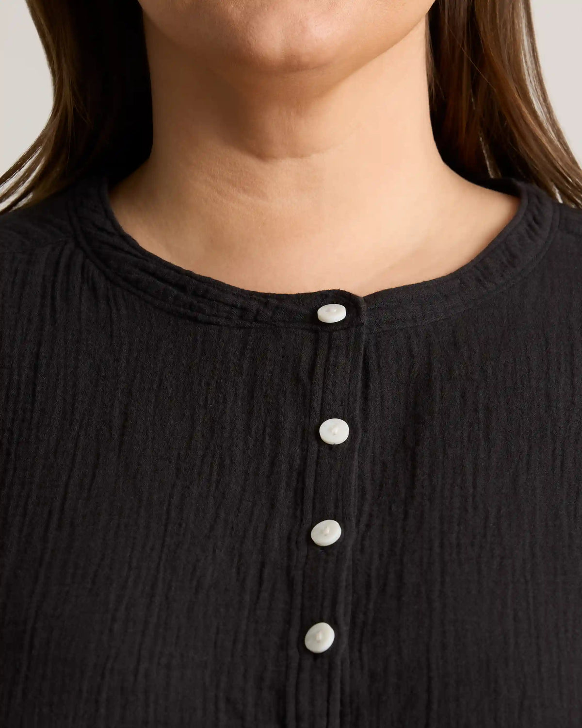 100% Organic Cotton Gauze Roll Sleeve Shirt