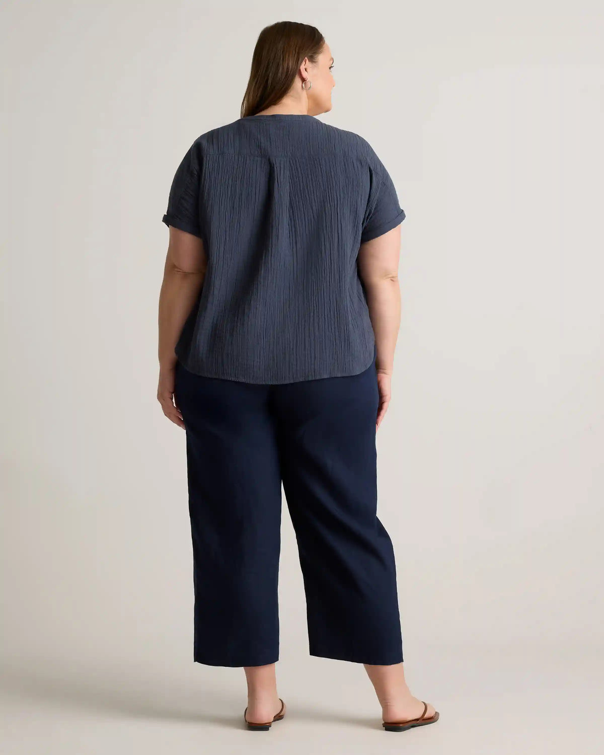 100% Organic Cotton Gauze Roll Sleeve Shirt